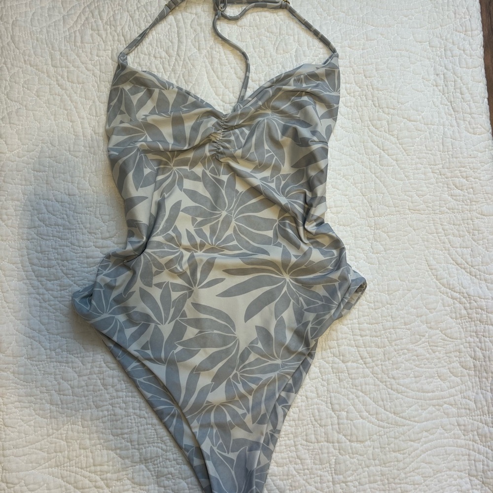 Stylish Gray Leaf Print Kids One Piece